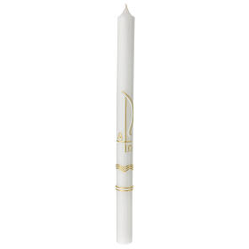 Baptismal candle, Chi-Rho, white and gold, 400x30 mm