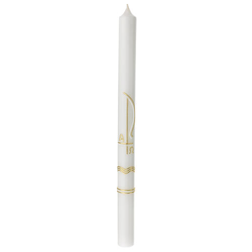 Baptismal candle, Chi-Rho, white and gold, 400x30 mm 1