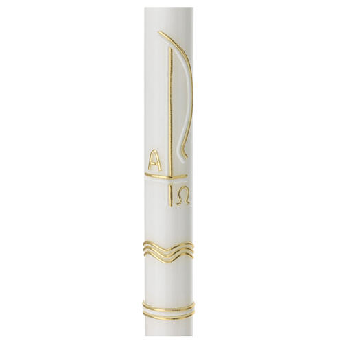 Baptismal candle, Chi-Rho, white and gold, 400x30 mm 2
