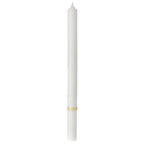 Baptismal candle, Chi-Rho, white and gold, 400x30 mm 3