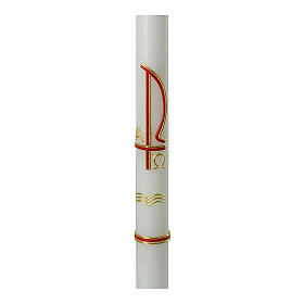 Baptismal candle, Chi-Rho, red and gold, 400x30 mm