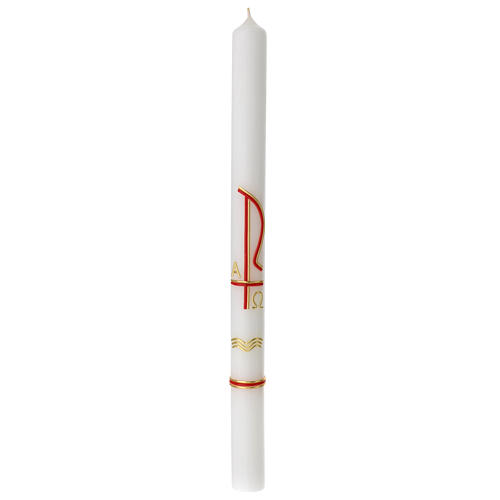 Baptism candle with XP in red gold 400x30 mm 1