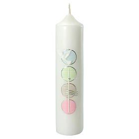 First Communion candle with colored circles 400x40 mm