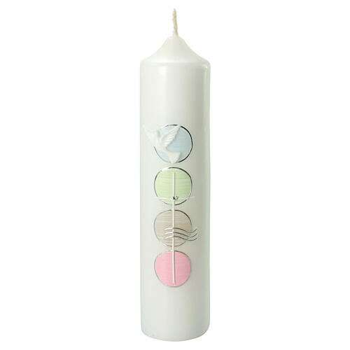 First Communion candle with colored circles 400x40 mm 1