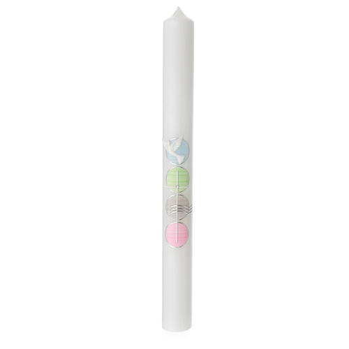First Communion candle with colored circles 400x40 mm 1