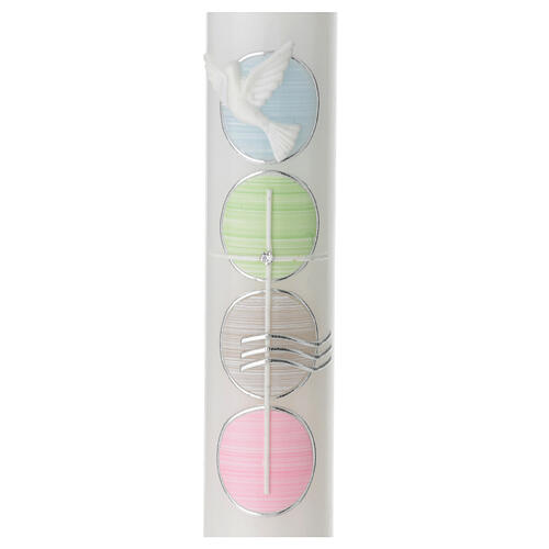 First Communion candle with colored circles 400x40 mm 2