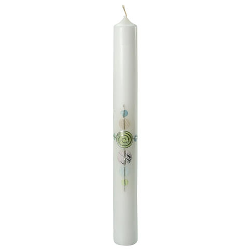 Candle for First Communion, colourful circles, 400x40 mm 1