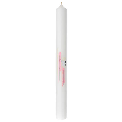 Candle for First Communion, pink, chalice, 400x40 mm 1