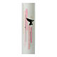 Communion candle with pink stripes and Eucharist 400x40 mm s2