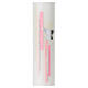 Communion candle with pink stripes and Eucharist 400x40 mm s2