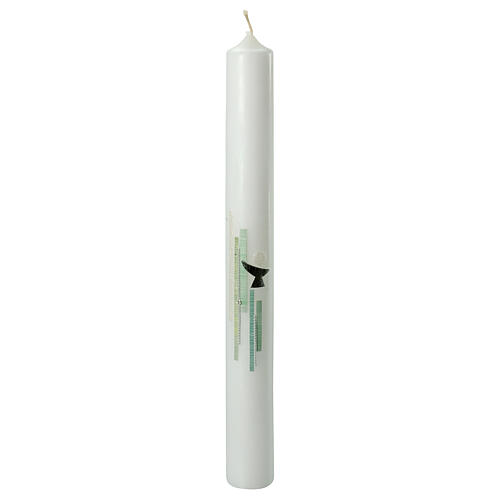 Candle for First Communion, green chalice, 400x40 mm 1