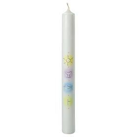 Candle for First Communion, colourful symbols, 400x40 mm