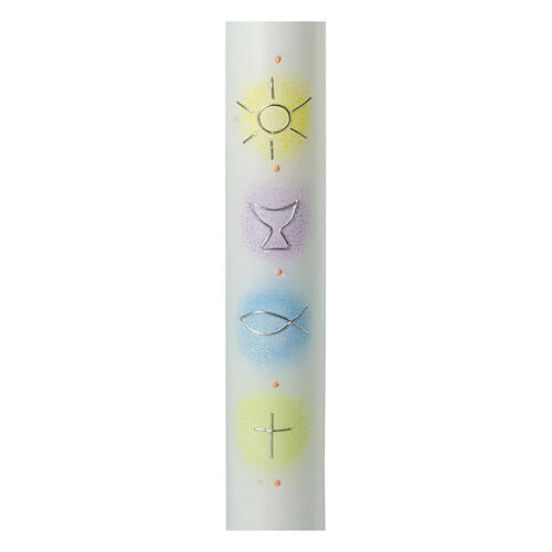 Candle for First Communion, colourful symbols, 400x40 mm 2