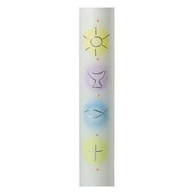 First Communion candle with colored symbols 400x40 mm