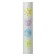First Communion candle with colored symbols 400x40 mm s2