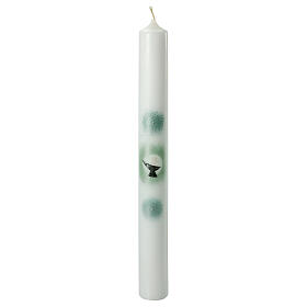 Candle for First Communion, chalice and green circles, 400x40 mm
