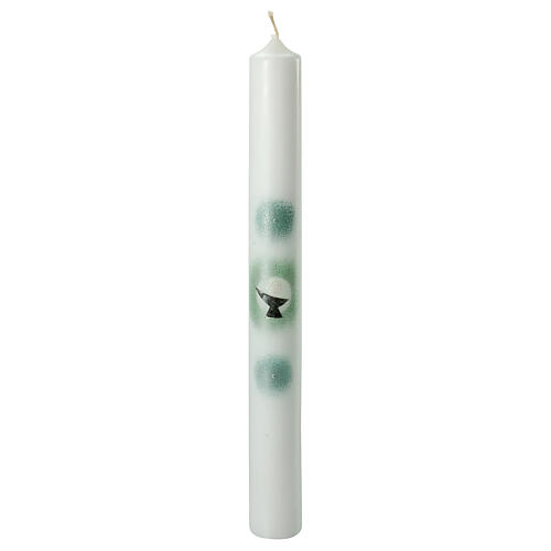 Candle for First Communion, chalice and green circles, 400x40 mm 1