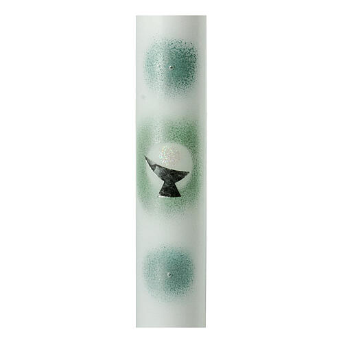 Candle for First Communion, chalice and green circles, 400x40 mm 2