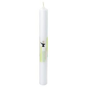 Kerze zur Kommunion in grün mit Strass Eucharistie, 400x40 mm