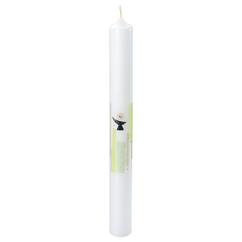 Communion candle with rhinestones green lines 400x40 mm 1