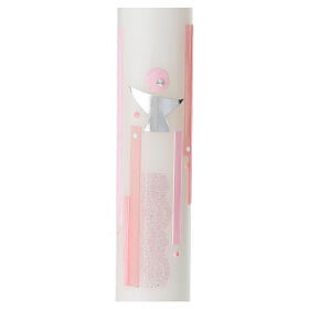 First Communion candle, pink, Chalice with strass, 400x40 mm