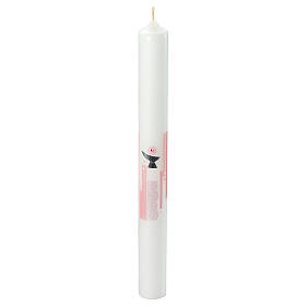 Communion candle Chalice pink stripes rhinestone 400x40 mm