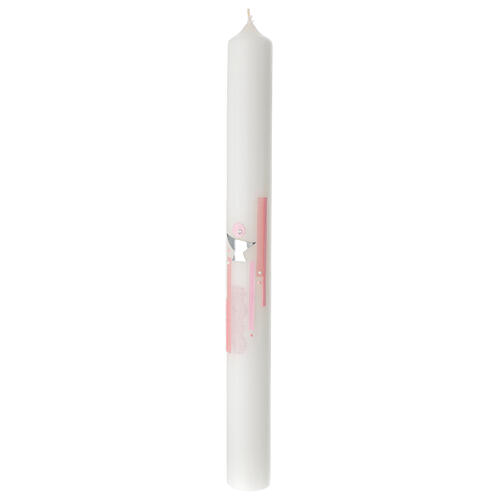 Communion candle Chalice pink stripes rhinestone 400x40 mm 3
