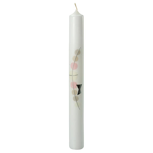 Girl Communion candle relief cross 400x40 mm 1