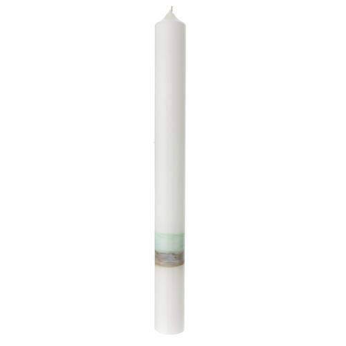 Kerze zur Erstkommunion mit grünen Verzierungen, 400x40 mm 3