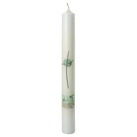 Ivory candle, green decoration, First Communion, 400x40 mm