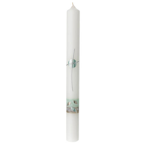 Ivory candle, green decoration, First Communion, 400x40 mm 1