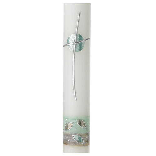 Ivory candle, green decoration, First Communion, 400x40 mm 2