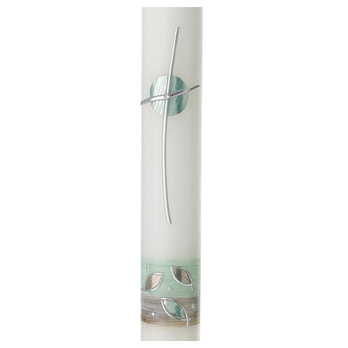 First Communion candle in ivory green 400x40 mm 2