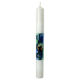 Kerze zur Kommunion mit blauem Glaseffekt, 400x40 mm
