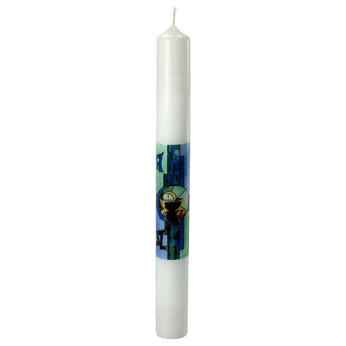 Kerze zur Kommunion mit blauem Glaseffekt, 400x40 mm 1