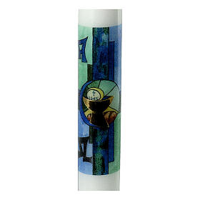 First Communion candle blue stained glass effect 400x40 mm