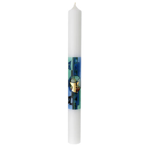 First Communion candle blue stained glass effect 400x40 mm 1