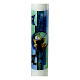 First Communion candle blue stained glass effect 400x40 mm s2