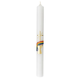 Kerze zur Kommunion mit Kelch und Regenbogen, 400x40 mm