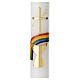 Cirio Comunión cruz dorada arco iris 400x40 mm s2