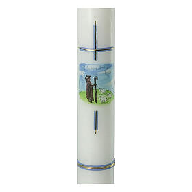 Kerze zur Kommunion mit Motiv eines Schäfers blau, 400x40 mm