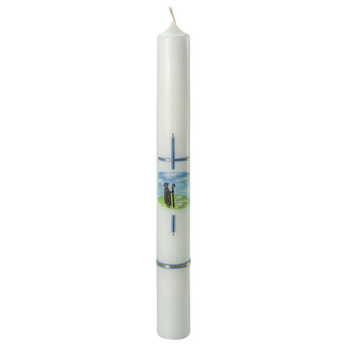 Shepherd candle with blue cross for Communion 40x4 cm 1