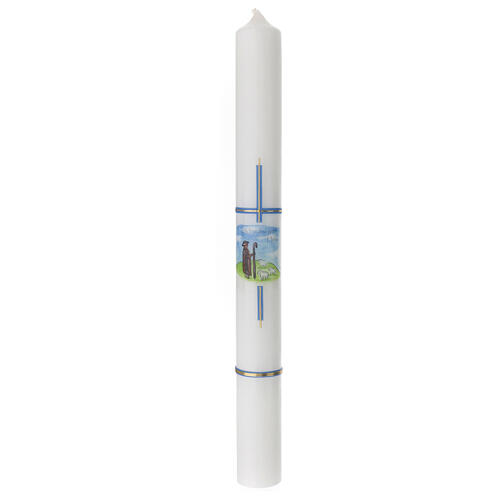 Cierge berger croix bleue Communion 400x40 mm 1