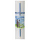 Cero Pastore croce azzurra Comunione 400x40 mm s2