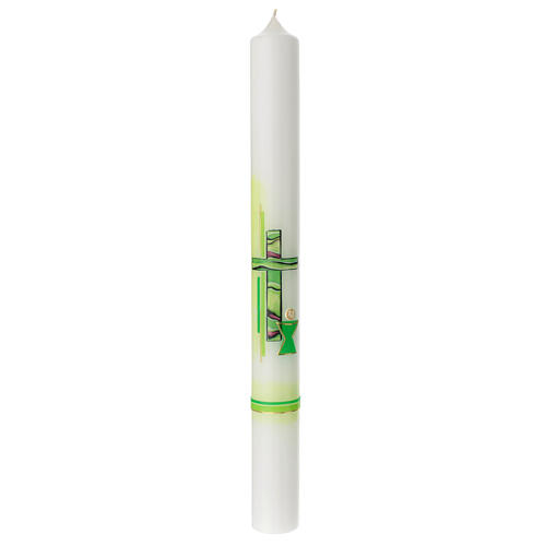 Kerze zur Kommunion mit grünen Details, 400x40 mm 1