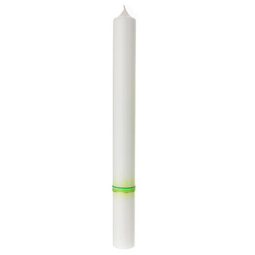 Cierge croix vert vif Communion 400x40 mm 3