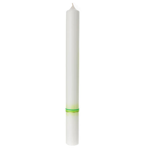 First Communion candle with bright green cross 400x40 mm 3
