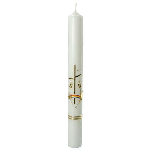 Communion candle with wheat grain rainbow 400x40 mm 1