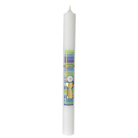 First Communion candle gold cross colored background 400x40 mm