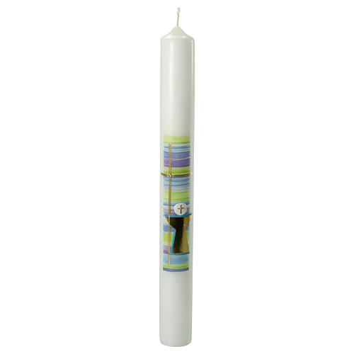 First Communion candle gold cross colored background 400x40 mm 1